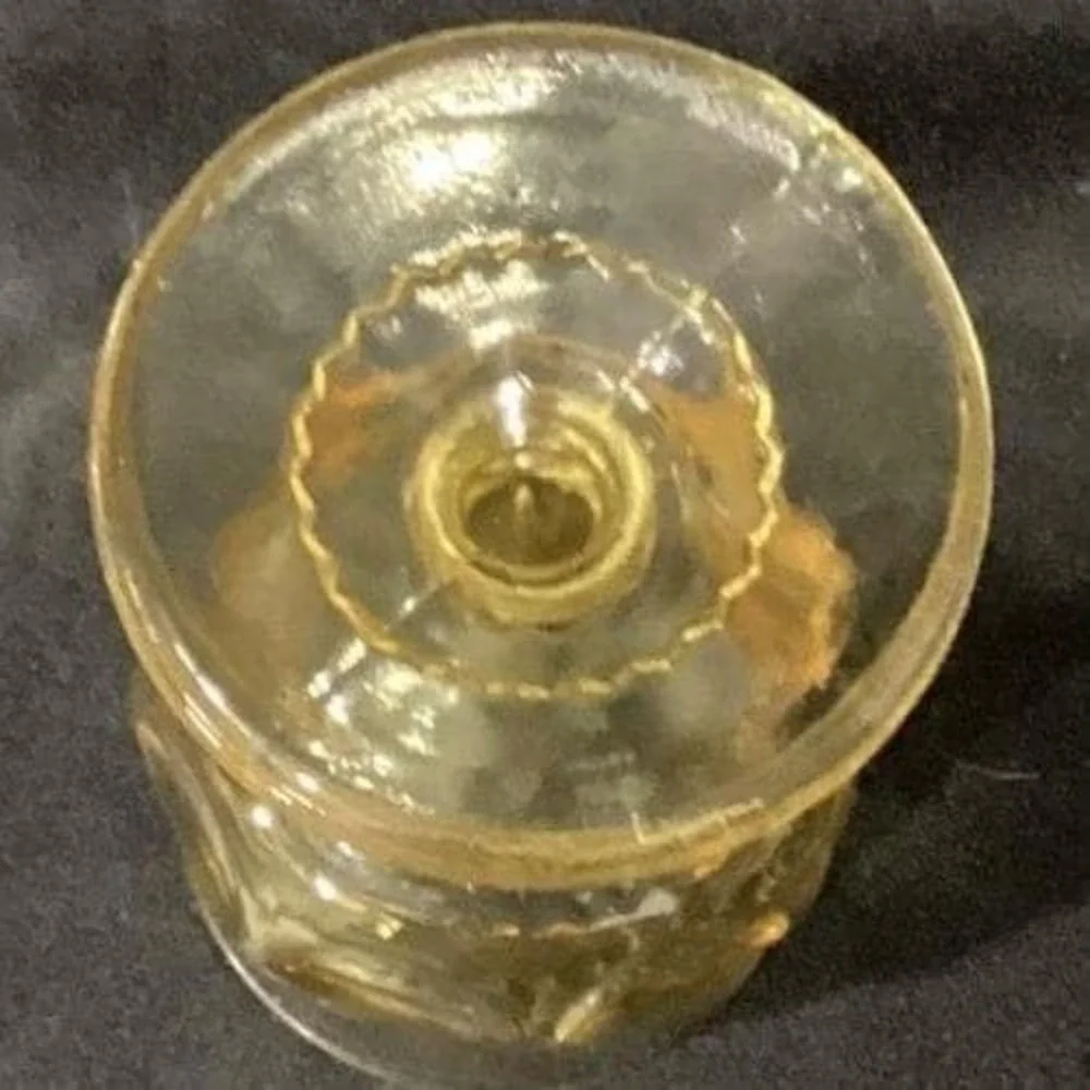 Indiana Glass Kings Crown Thumbprint Goblets, Set of 2, Vintage Yellow Stemware